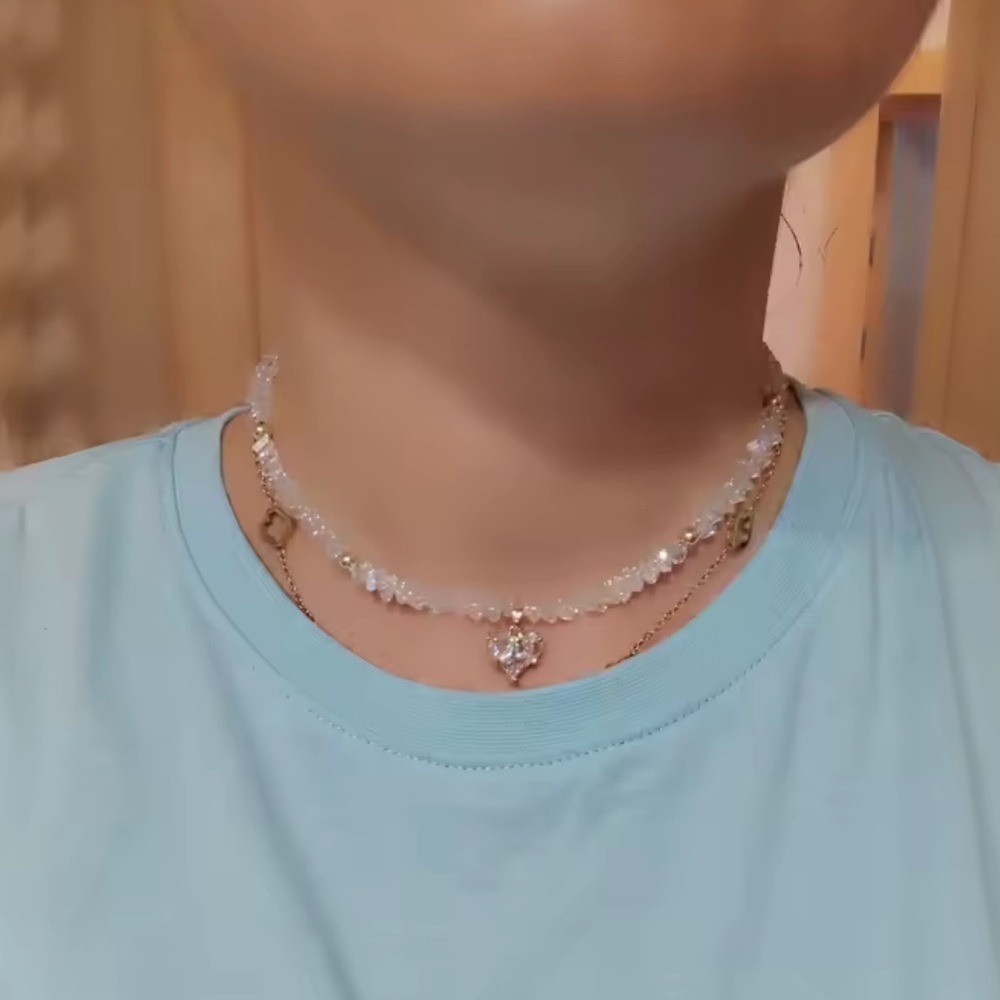 Silver Heart Crystal Necklace - Picture 4 of 7